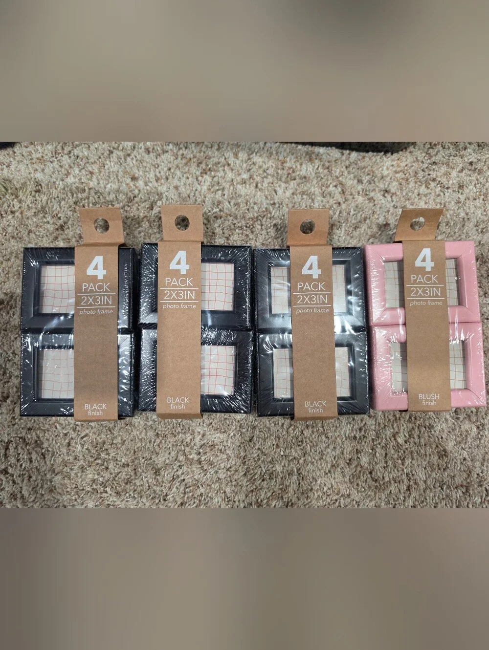 HarborTown Four 4-Pack 2x3in Photo Frames - Black and Blush New 16 Total